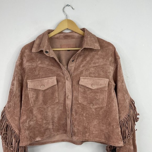Blank NYC Jacket Size Small Pink Faux Suede Western Tasselled BNWT - Picture 2 of 13